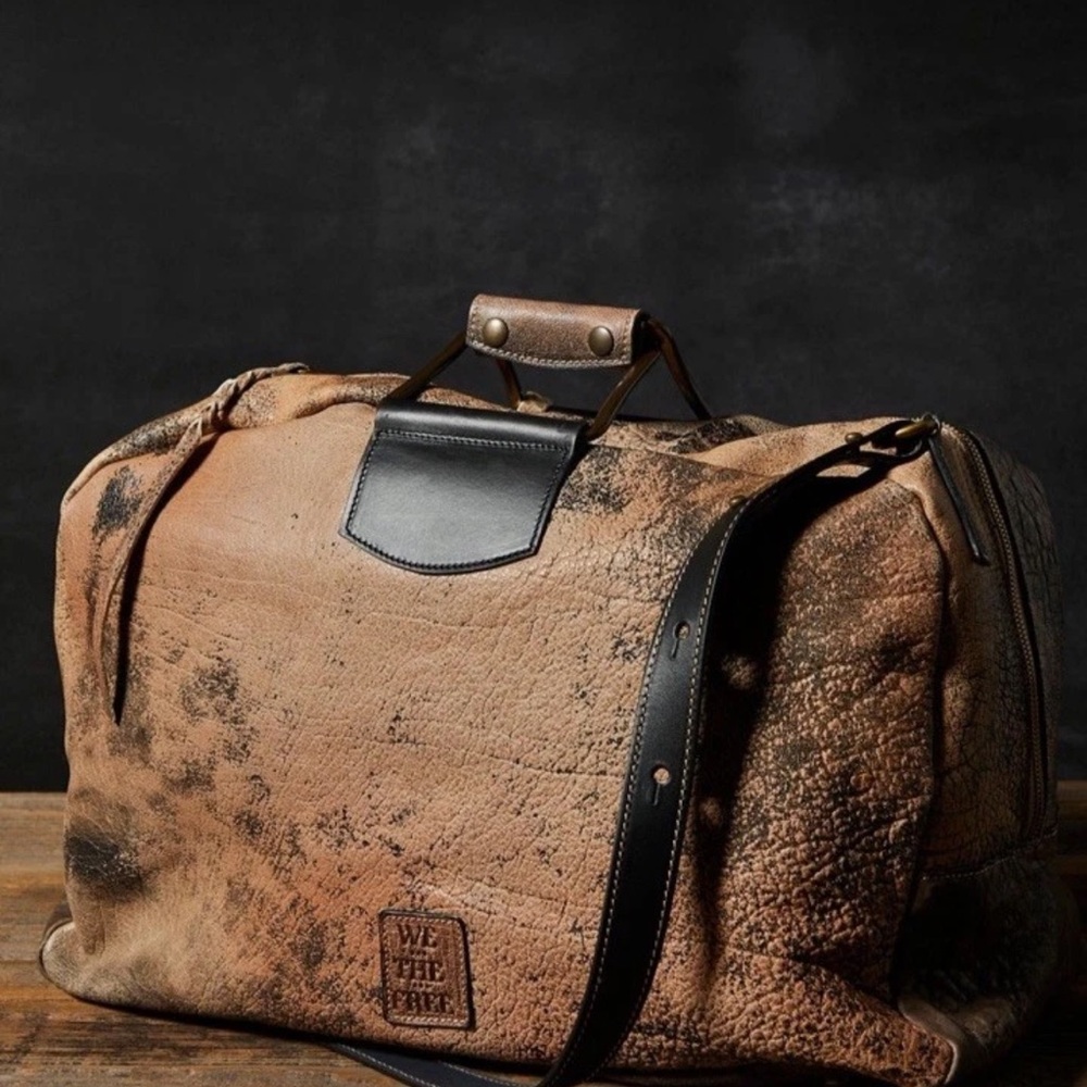 Free People Ash Leather Weekender Bag We The Free Distressed Desert Taupe - Picture 3 of 12